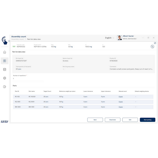 KERN EasyTouch SET-35 Assembly Count