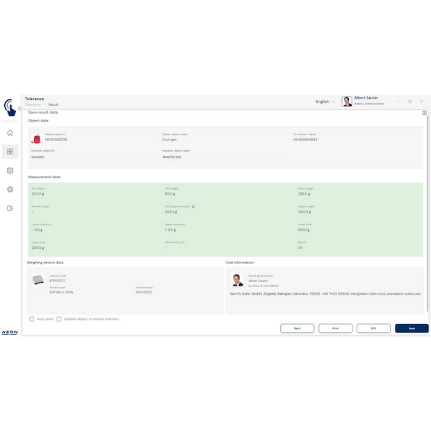 KERN EasyTouch SET-31 Tolerance