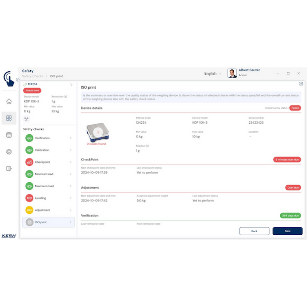 KERN EasyTouch SET-11 Safety