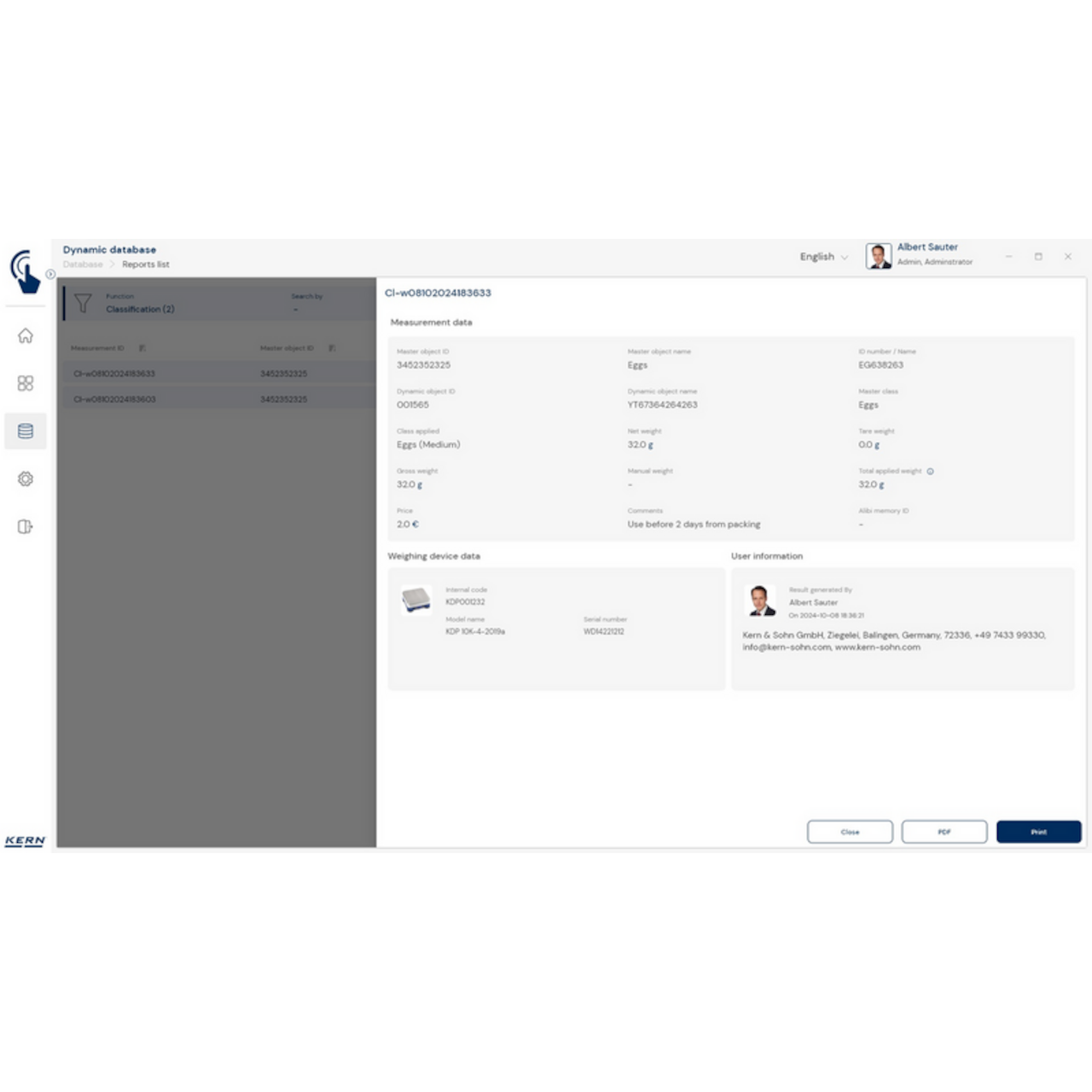 KERN EasyTouch SET-06 Classification