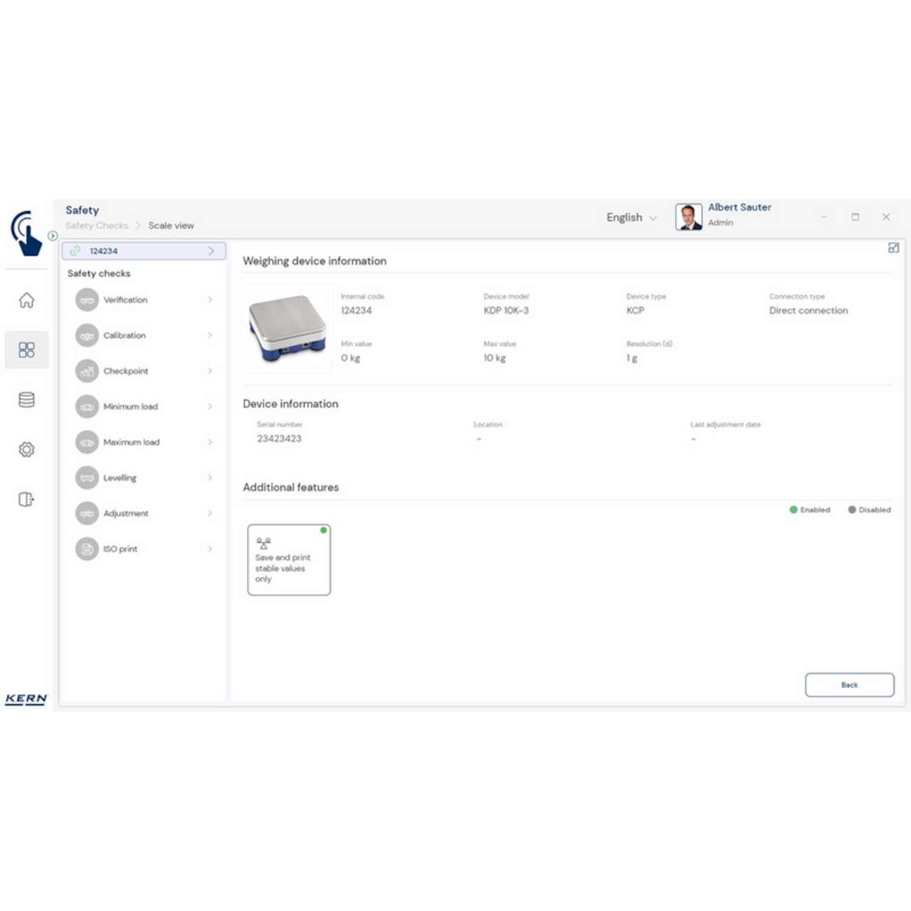 KERN EasyTouch SET-11 Safety