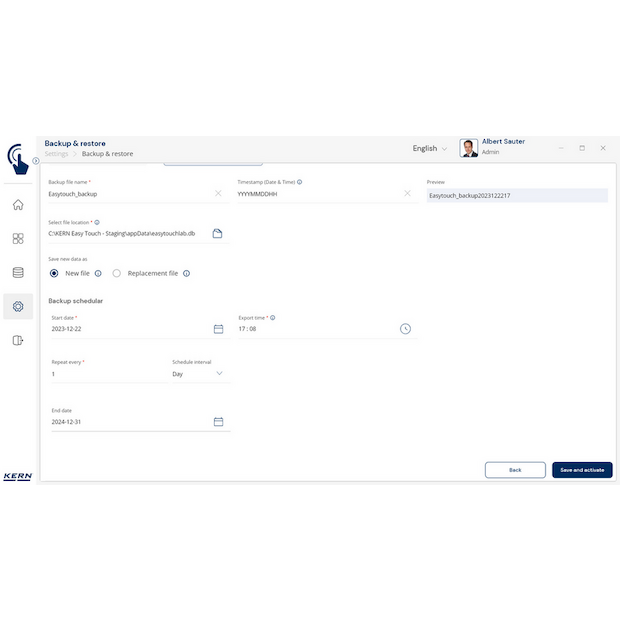 KERN EasyTouch SET-46 Backup Scheduler