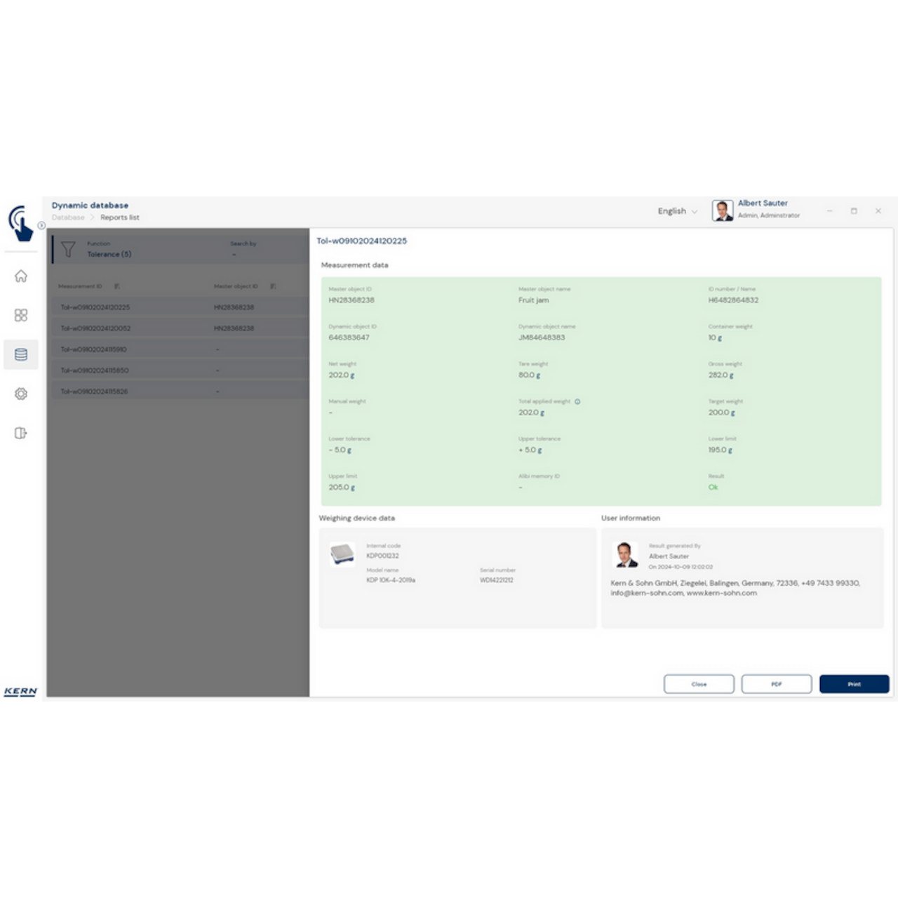 KERN EasyTouch SET-31 Tolerance