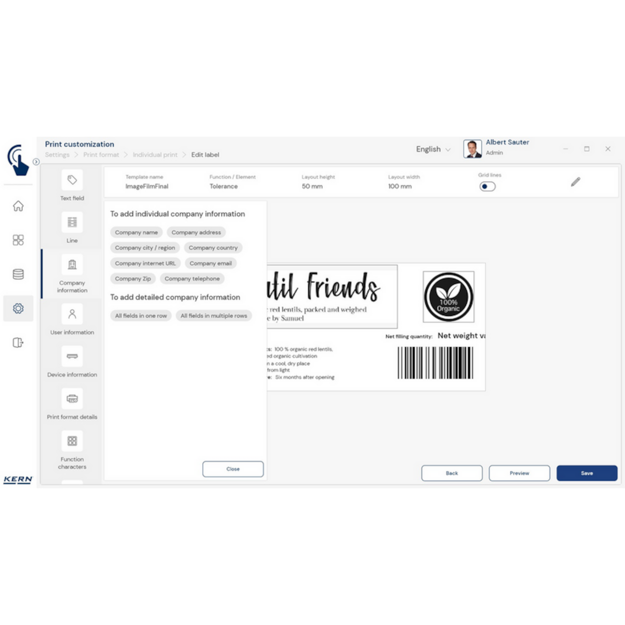 KERN EasyTouch SET-14 Individual Print