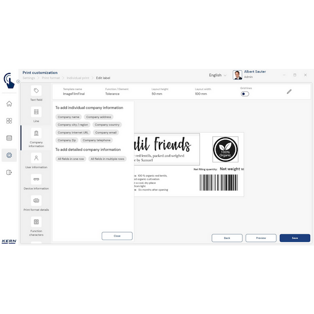 KERN EasyTouch SET-14 Individual Print