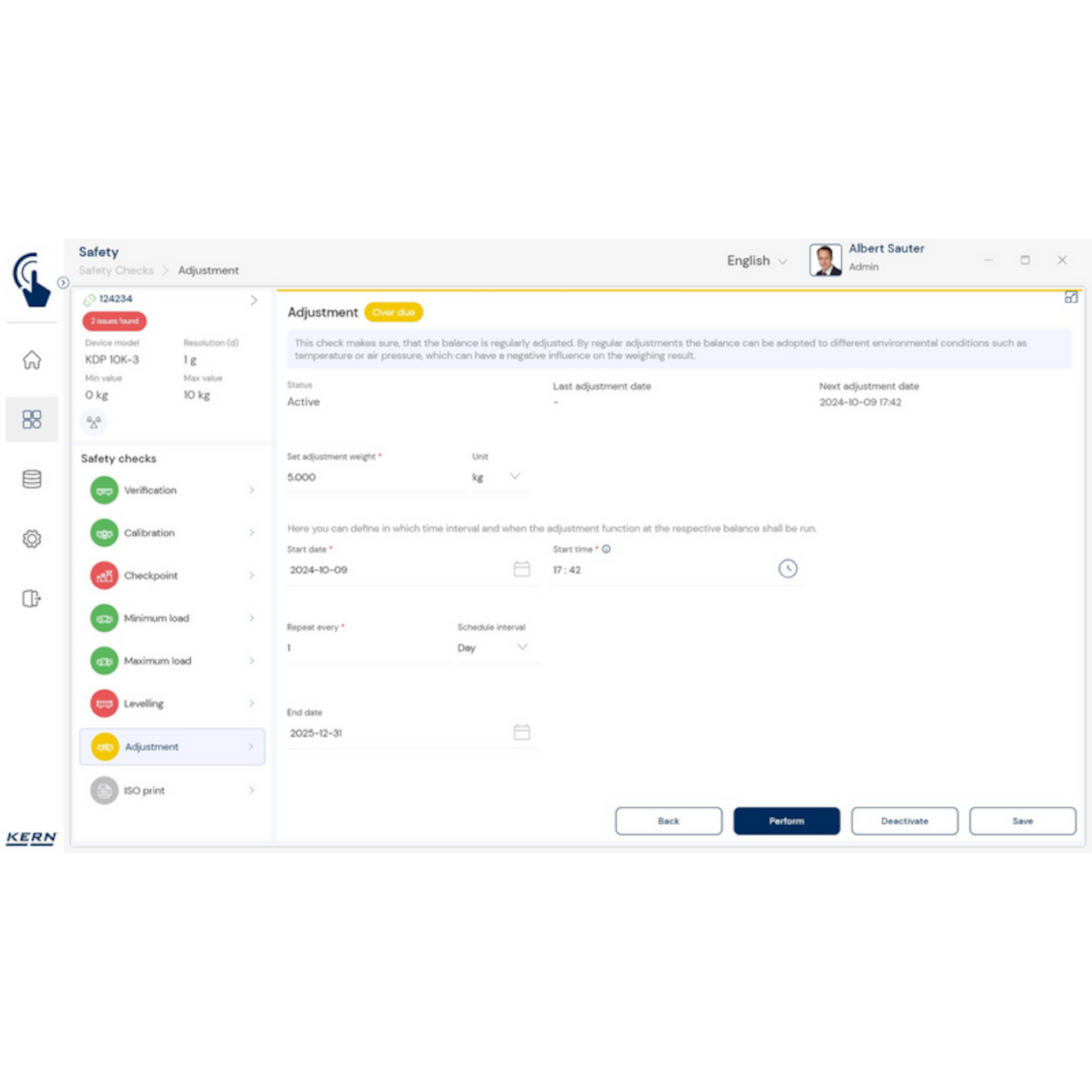KERN EasyTouch SET-11 Safety