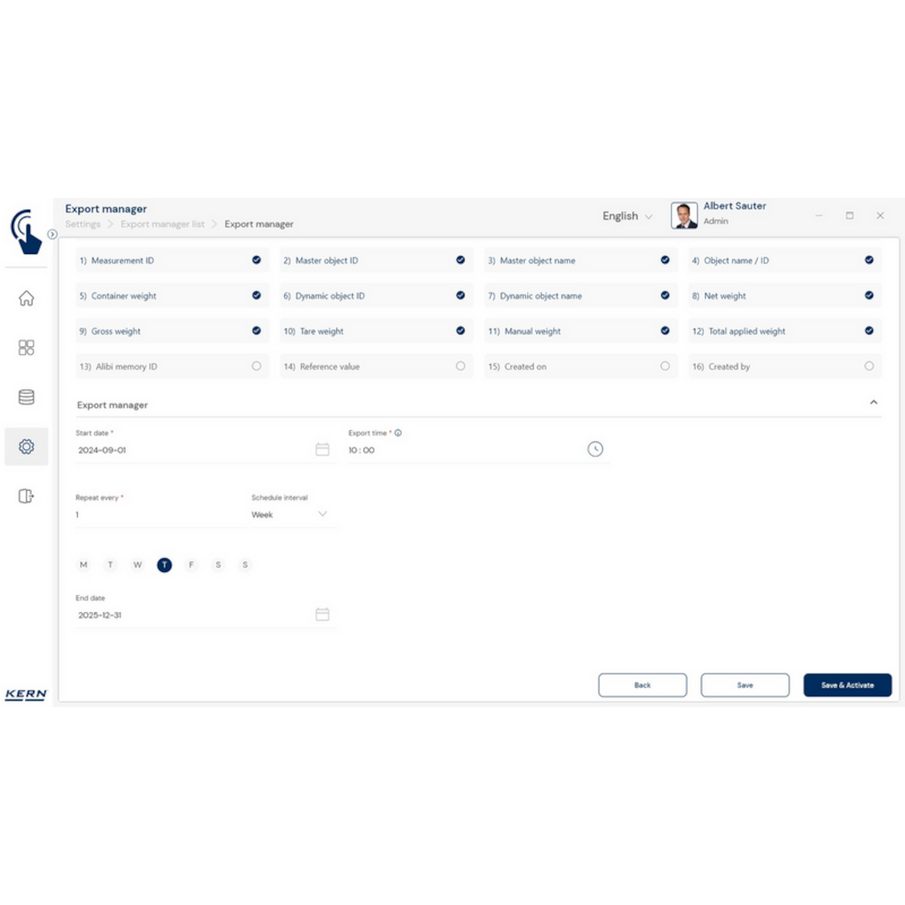 KERN EasyTouch SET-37 Export Manager