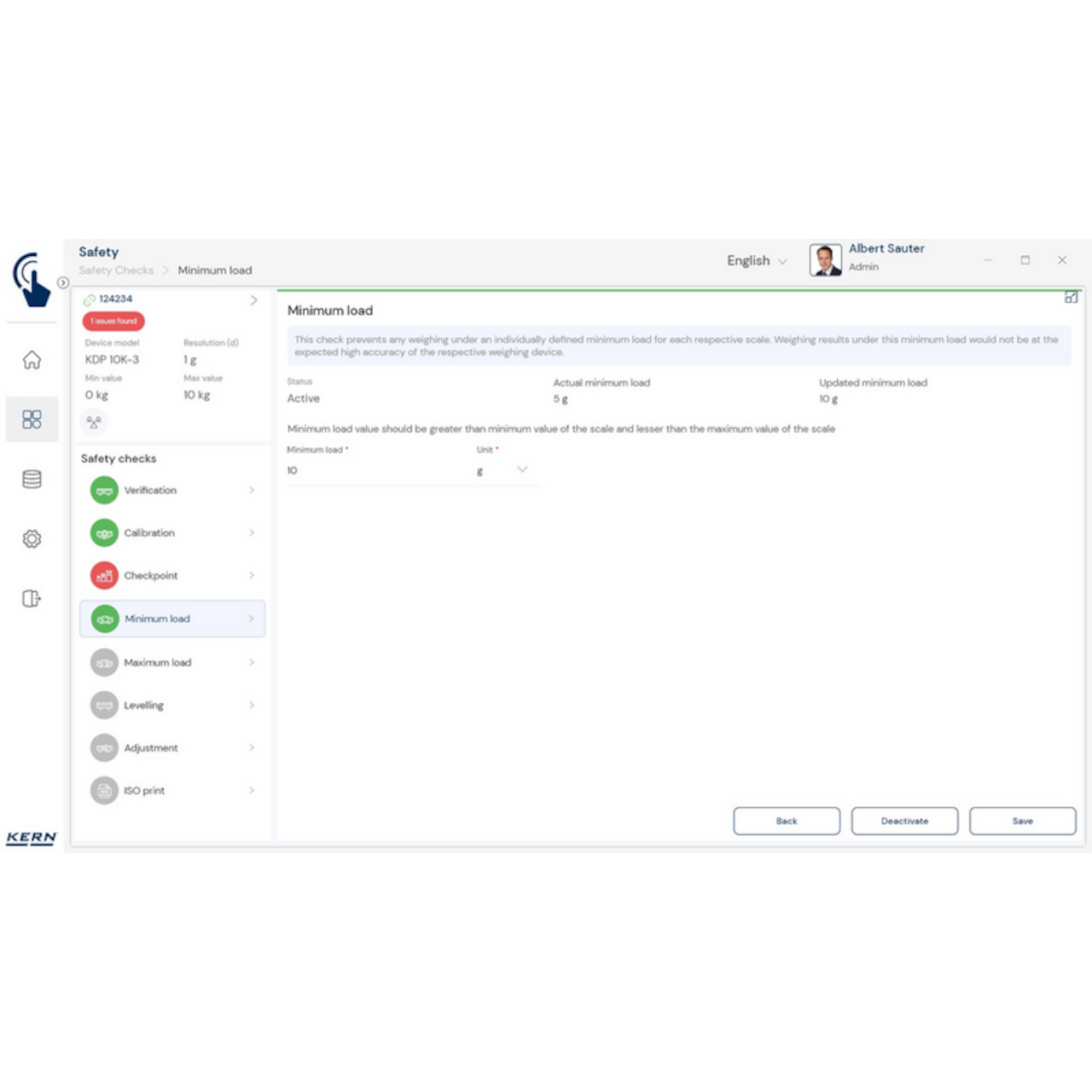 KERN EasyTouch SET-11 Safety