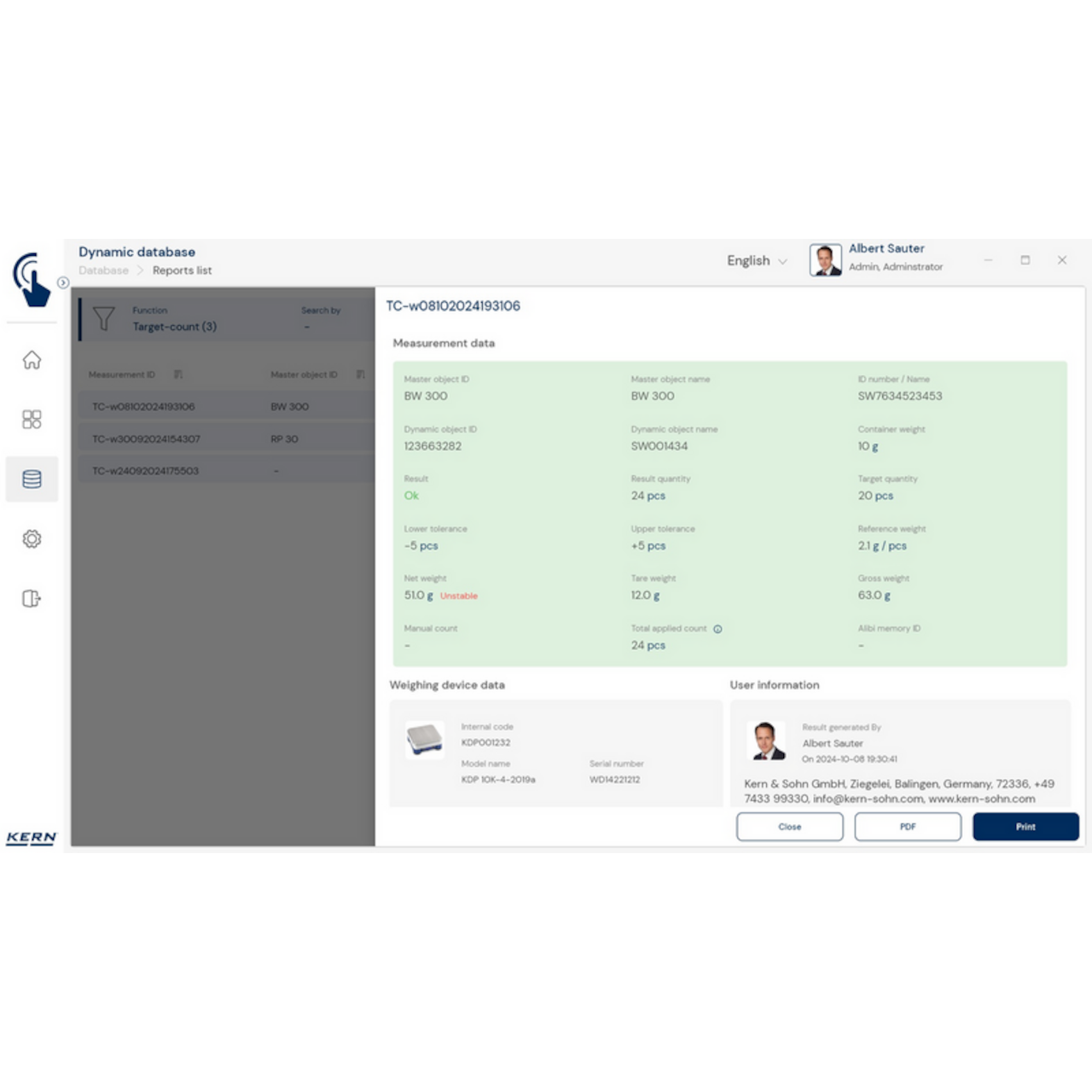 KERN EasyTouch SET-33 Target Count