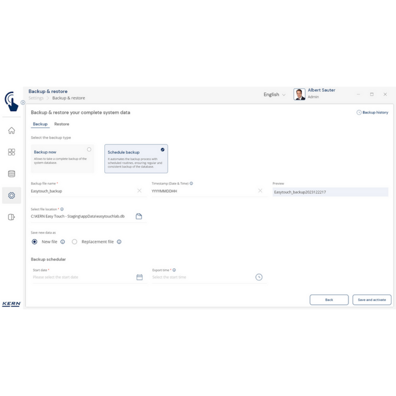 KERN EasyTouch SET-46 Backup Scheduler