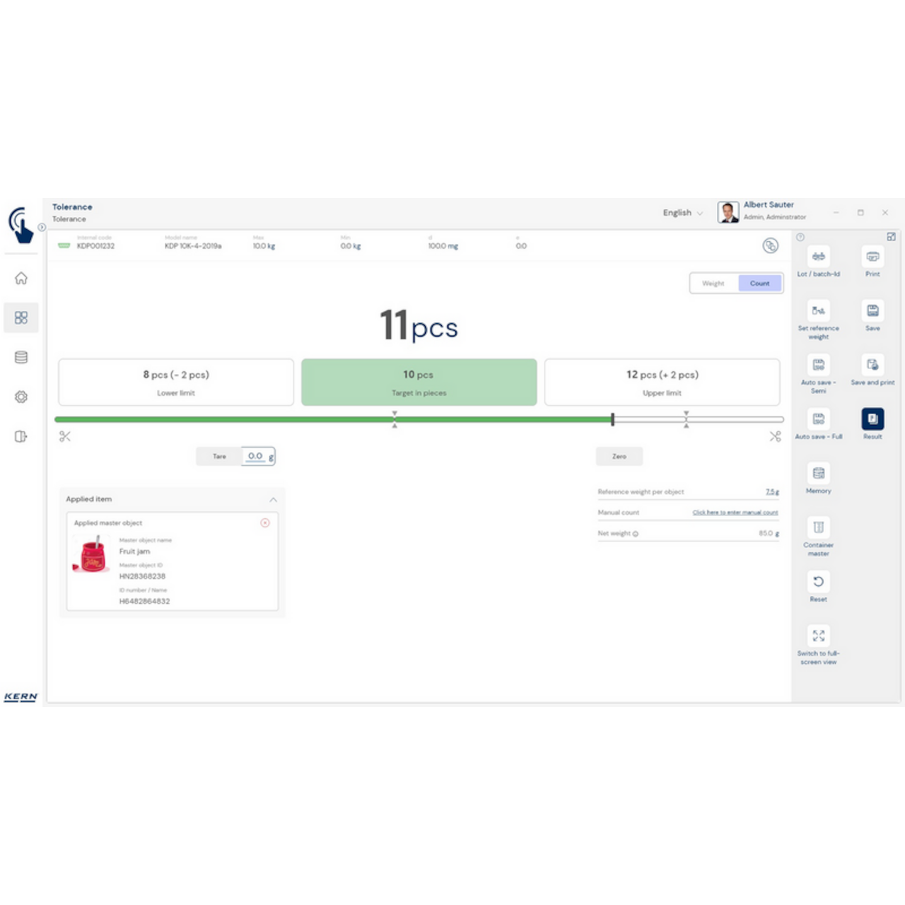 KERN EasyTouch SET-31 Tolerance