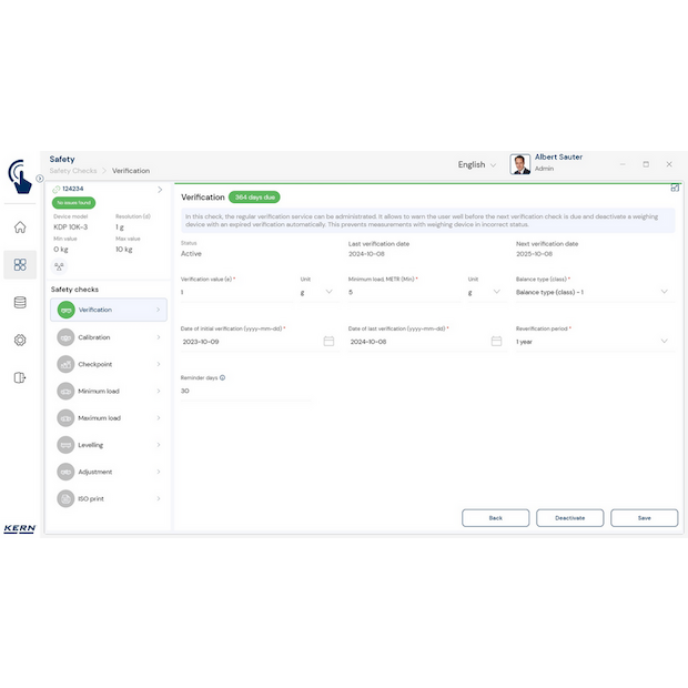 KERN EasyTouch SET-11 Safety