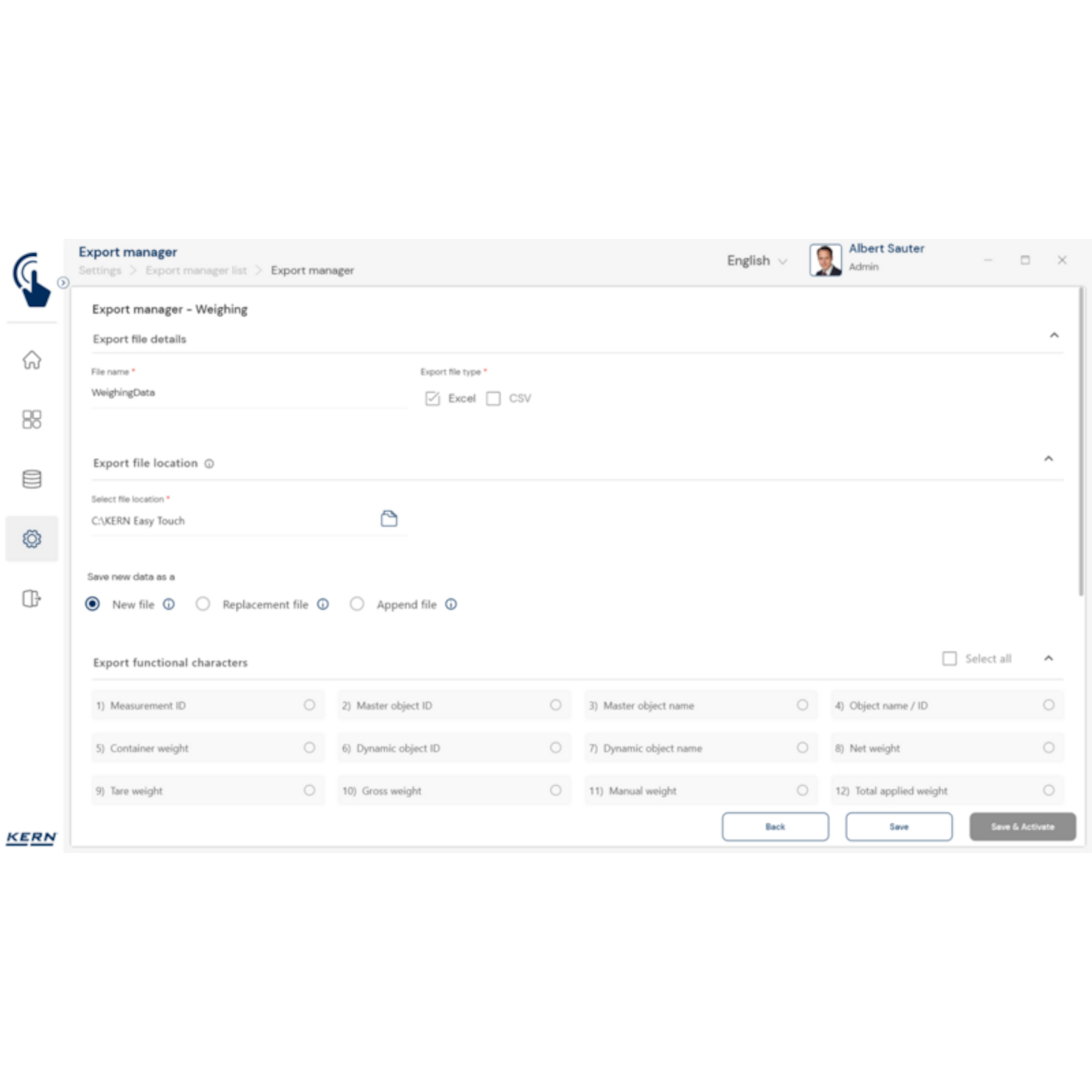 KERN EasyTouch SET-37 Export Manager