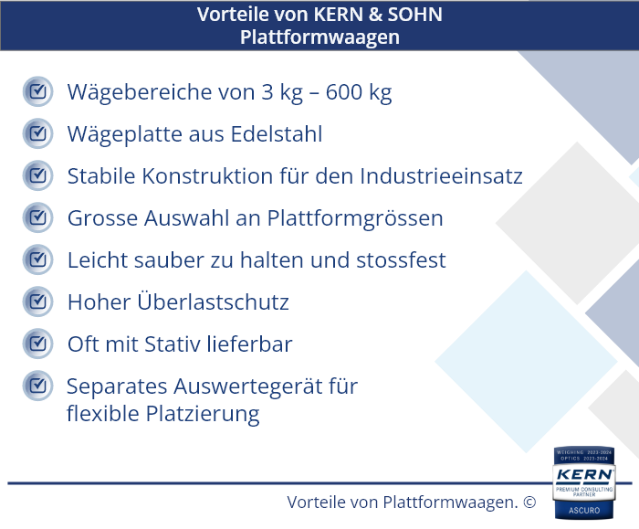 Grafik mit den Vorteilen von Plattformwaagen