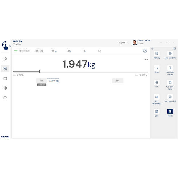 KERN EasyTouch SET-411 Hotkeys