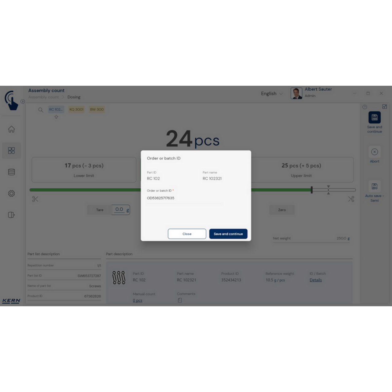 KERN EasyTouch SET-35 Assembly Count