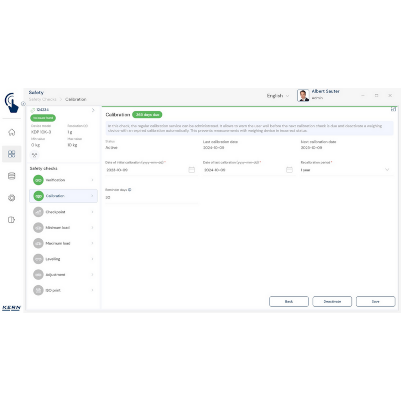 KERN EasyTouch SET-11 Safety