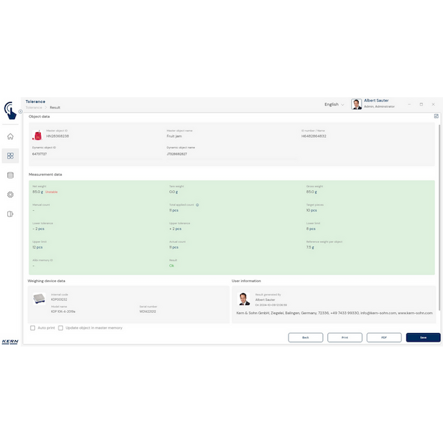 KERN EasyTouch SET-31 Tolerance