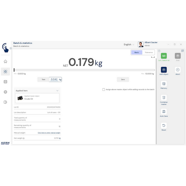KERN EasyTouch SET-16 Batch and Statistics