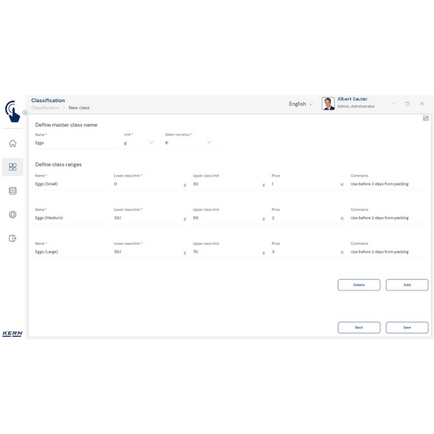 KERN EasyTouch SET-06 Classification