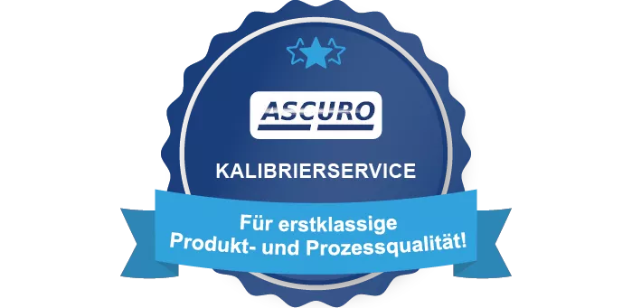 Afbeelding van de kalibratieservice van Ascuro met pictogrammen voor het verloop, de documentatie en de kwaliteitsborging.