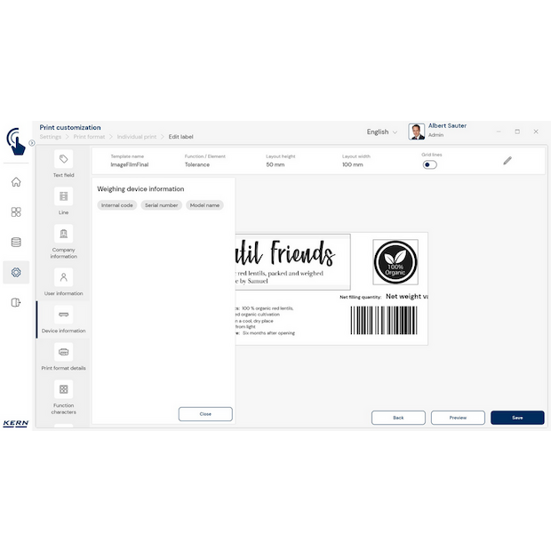 KERN EasyTouch SET-14 Individual Print