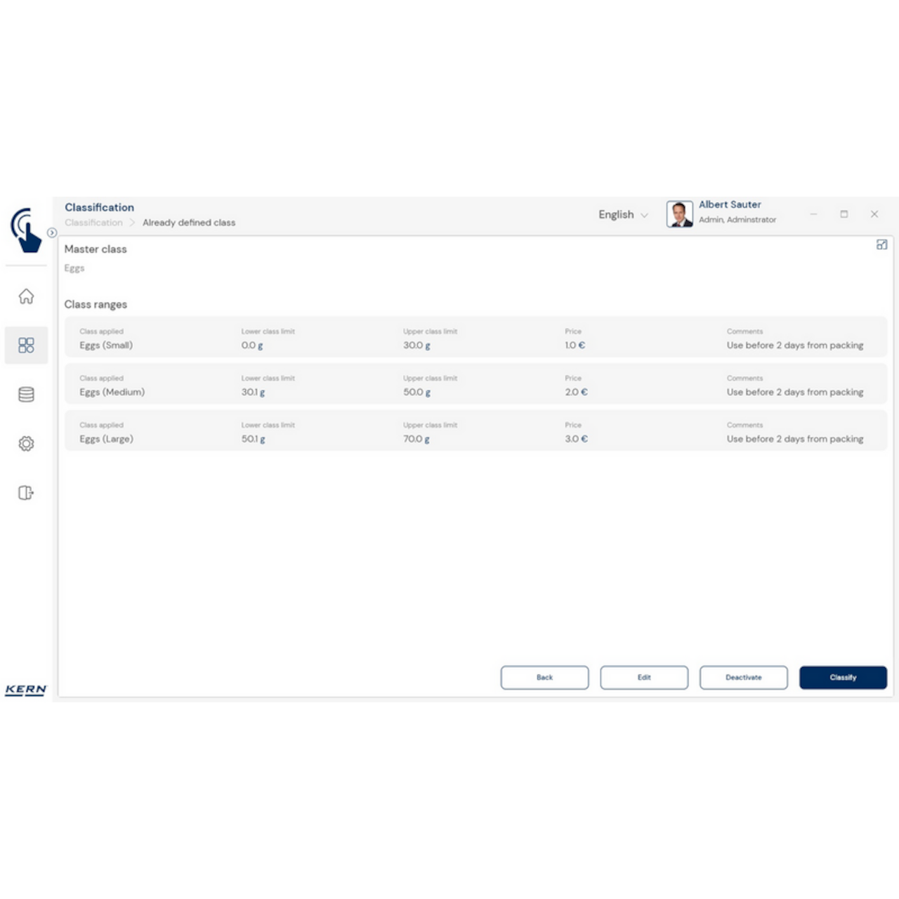 KERN EasyTouch SET-06 Classification