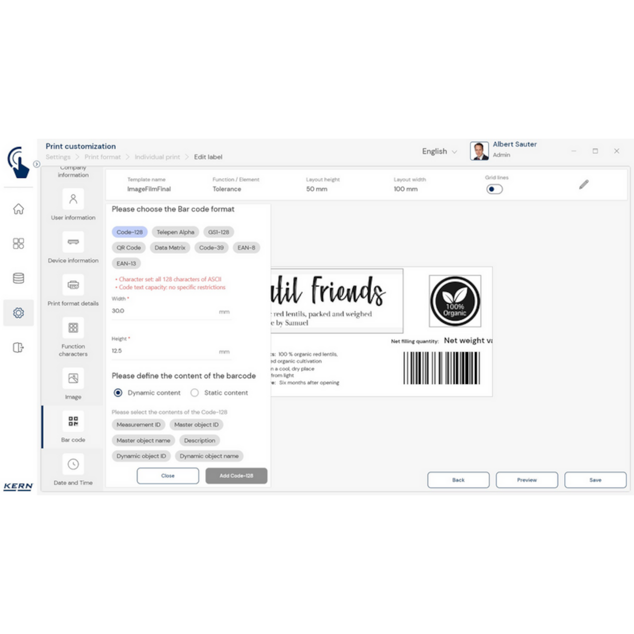 KERN EasyTouch SET-14 Individual Print