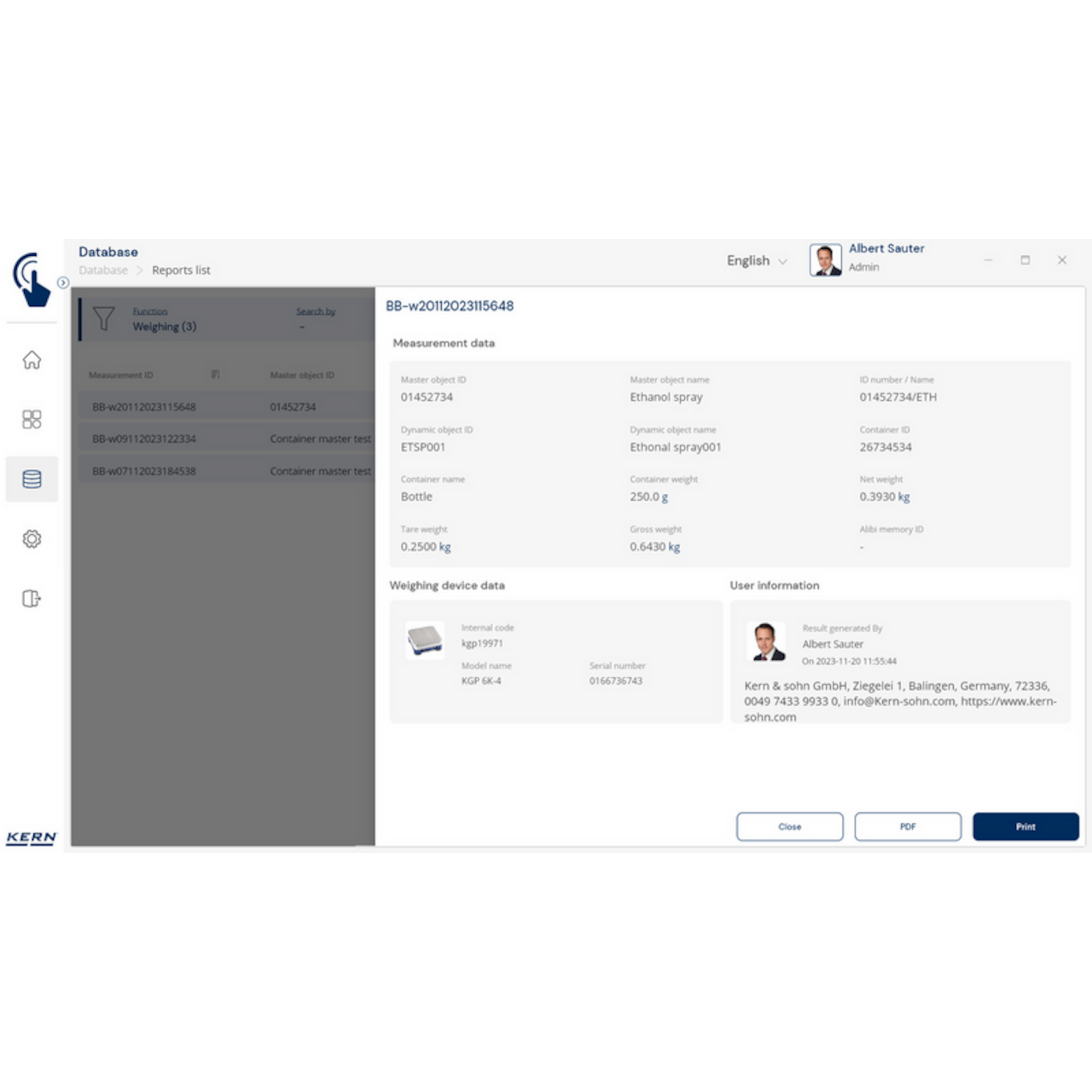 KERN EasyTouch SET-18 Container Master