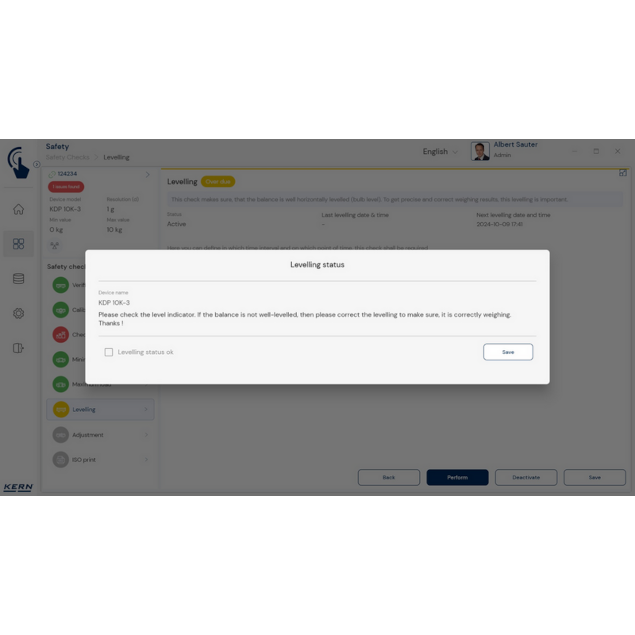 KERN EasyTouch SET-11 Safety