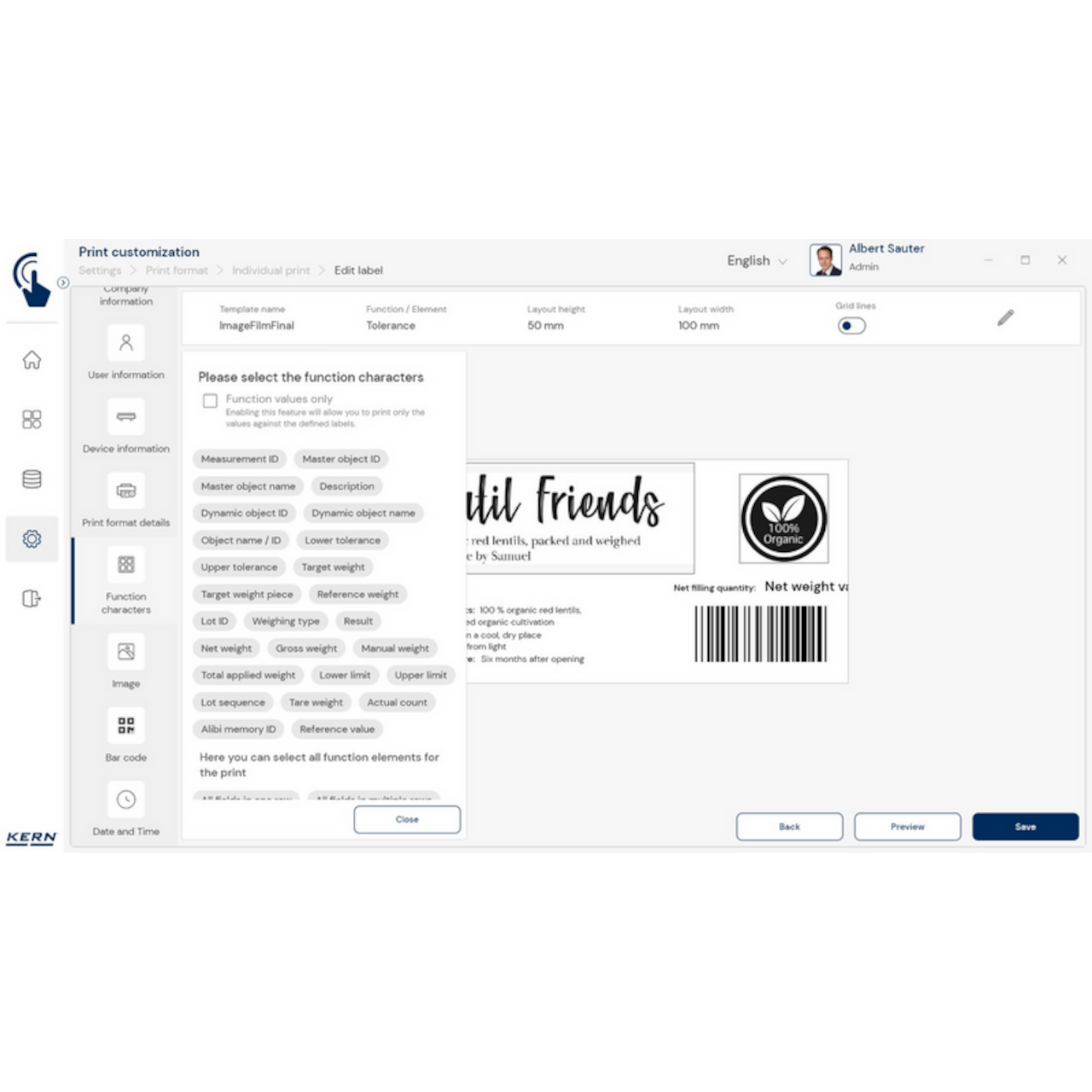 KERN EasyTouch SET-14 Individual Print