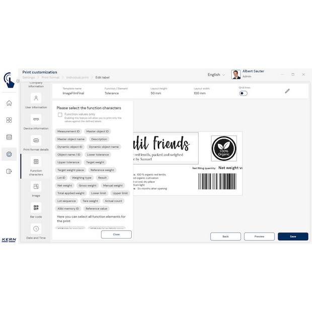 KERN EasyTouch SET-14 Individual Print