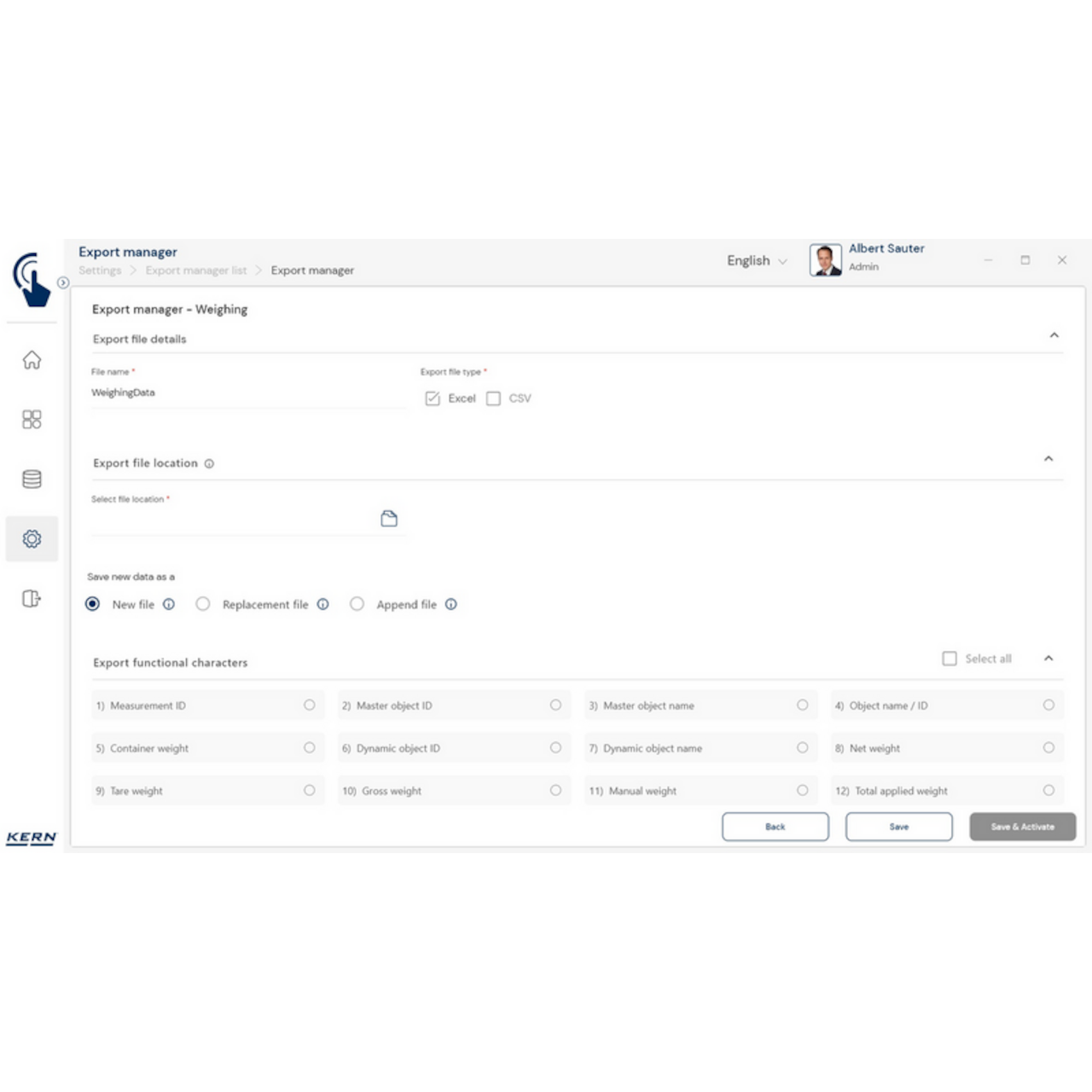 KERN EasyTouch SET-37 Export Manager