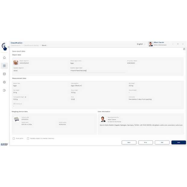 KERN EasyTouch SET-06 Classification