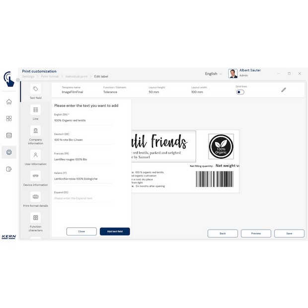 KERN EasyTouch SET-14 Individual Print