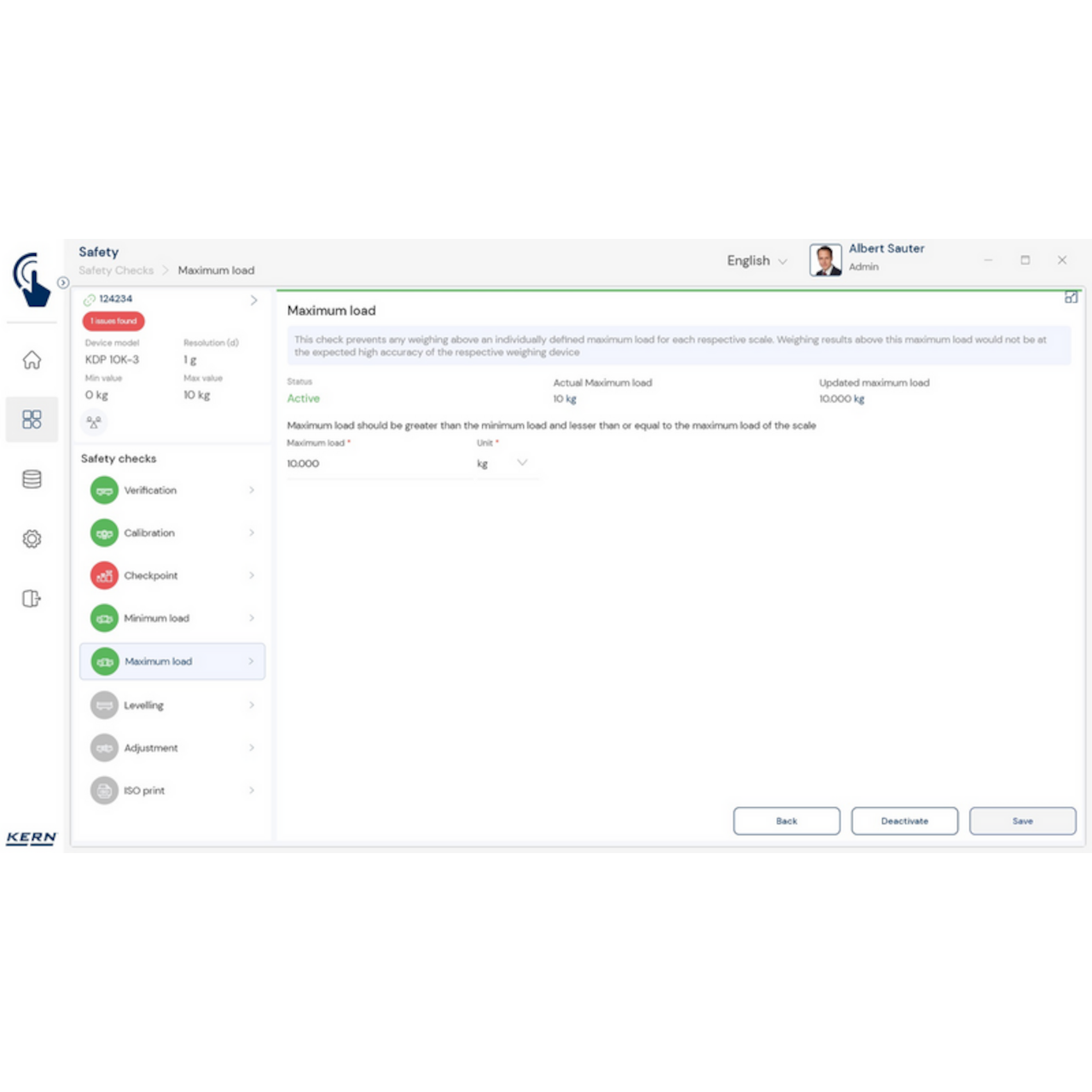 KERN EasyTouch SET-11 Safety
