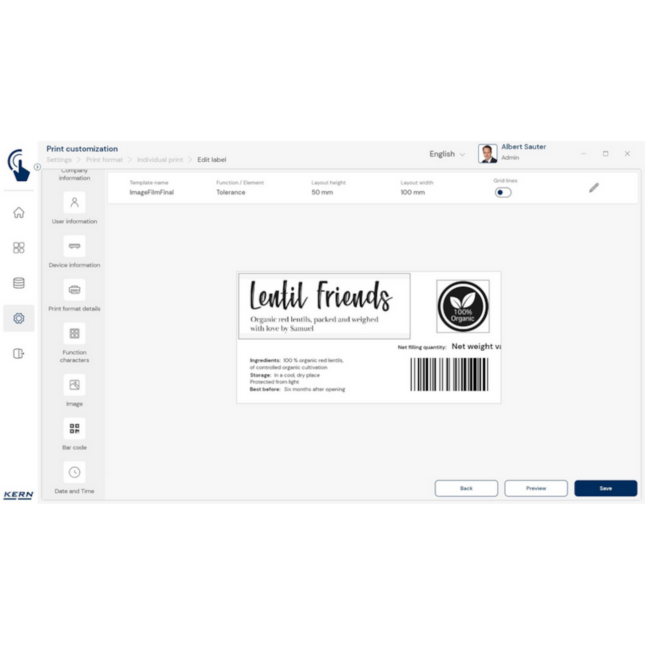 KERN EasyTouch SET-14 Individual Print