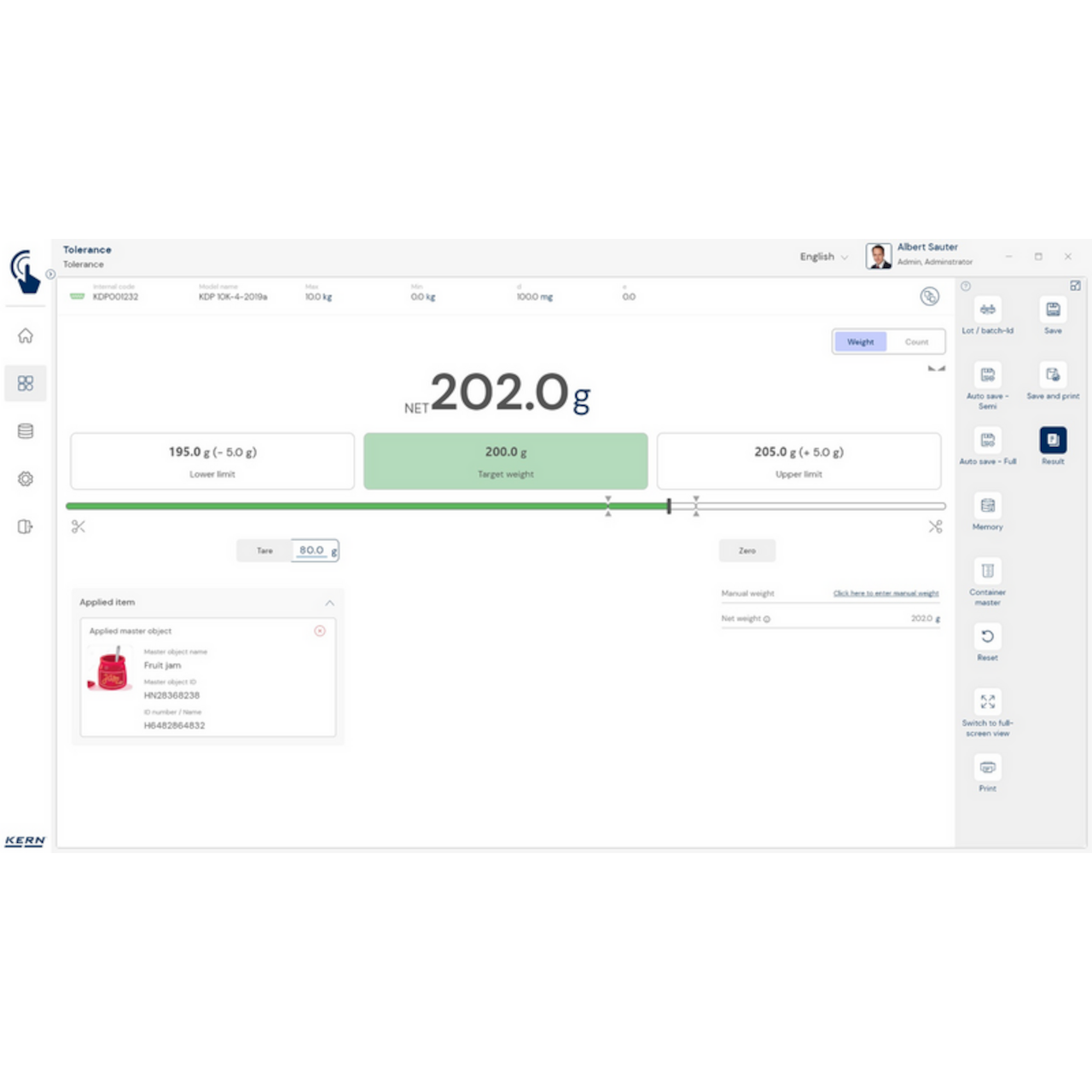 KERN EasyTouch SET-31 Tolerance
