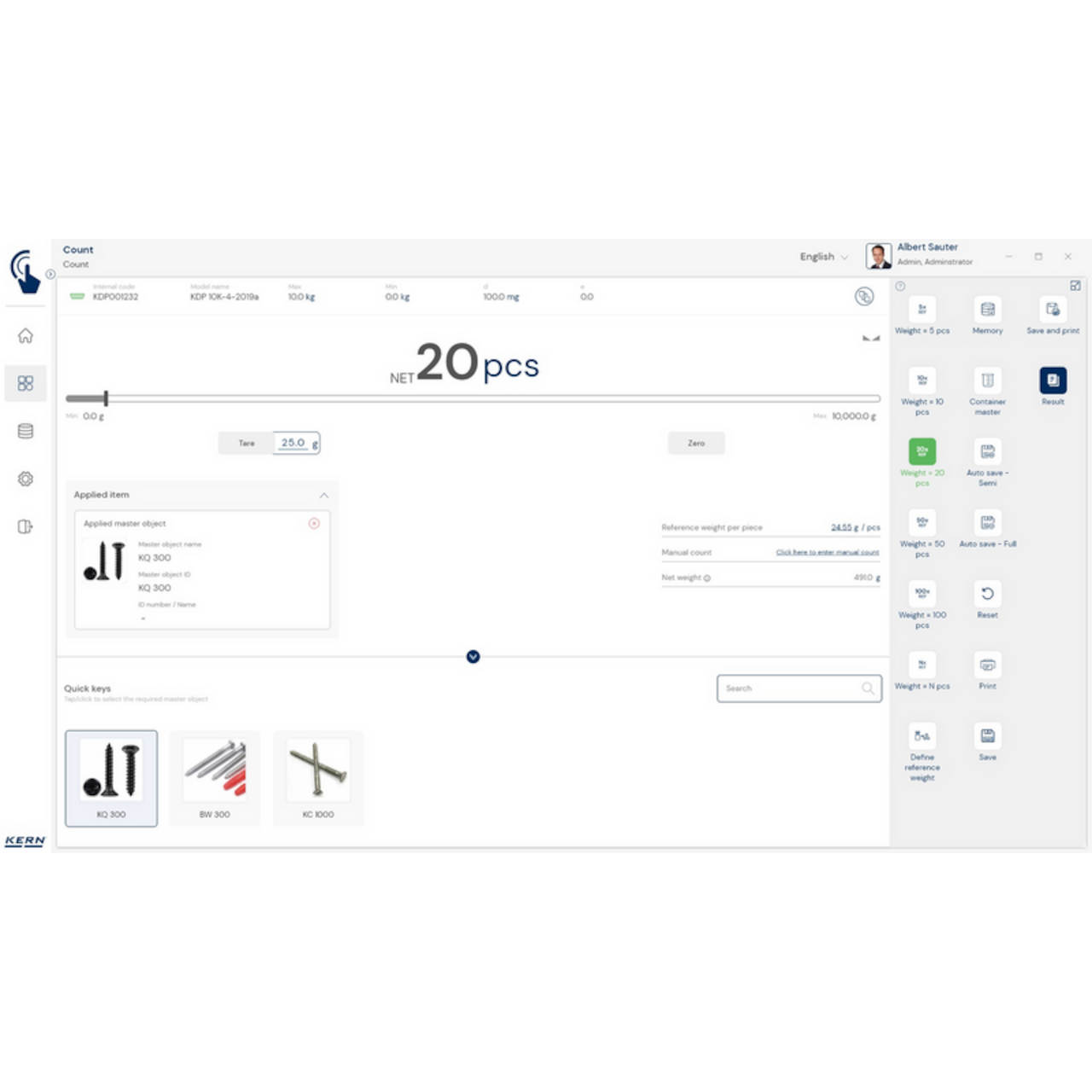 KERN EasyTouch SET-311 Quick Key
